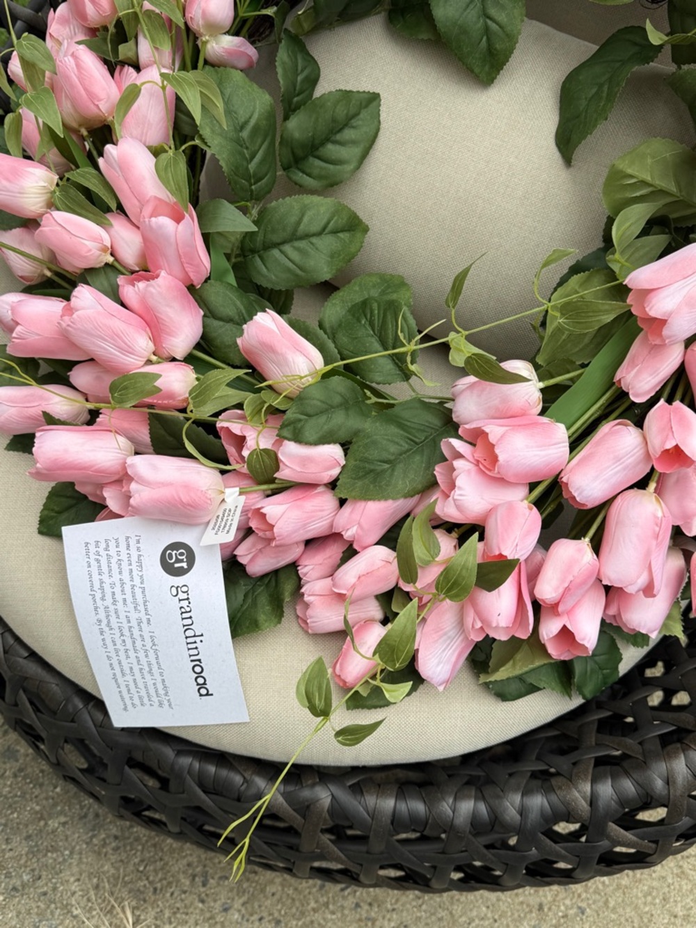Grandin Road Pink Tulip Floral Wreath - NWT - Picture 10 of 16